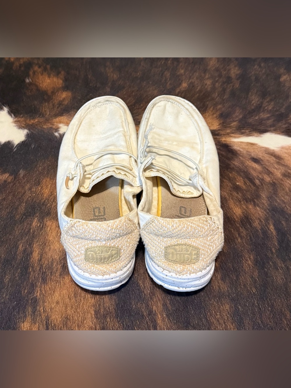 Hey Dude Slip-On Shoes in Beige and White
